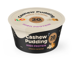 Ilo Cashew Pudding High Protein Choco Caramel pakkauksessa